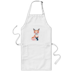 Tablier Long Renard d'aquarelle impressionniste avec champignon