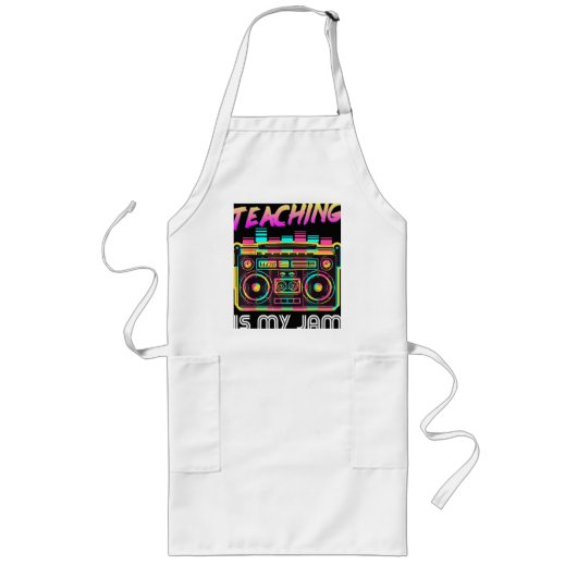 Tablier Long Retour à l'école Rétro Enseigner est mon truc 80s (Devant)