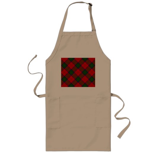 Tablier Long Robertson tartson rouge vert plaid (Devant)