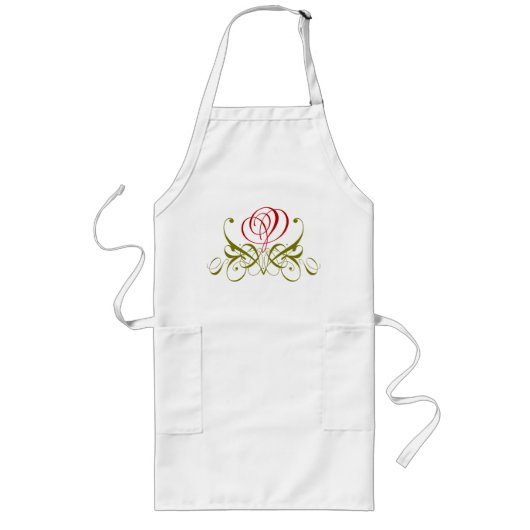 Tablier Long Rose de calligraphie rouge (Devant)