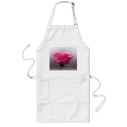 Tablier Long rose sur gris (Devant)
