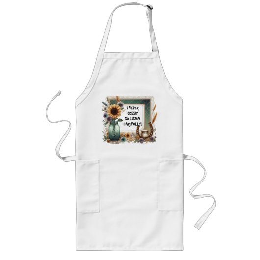 Tablier Long Rustic Apron "Je ne commente jamais, Écoutez atten (Devant)