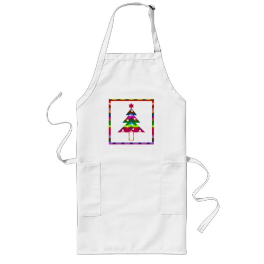 Tablier Long Sapins de Noël multicolores (Devant)
