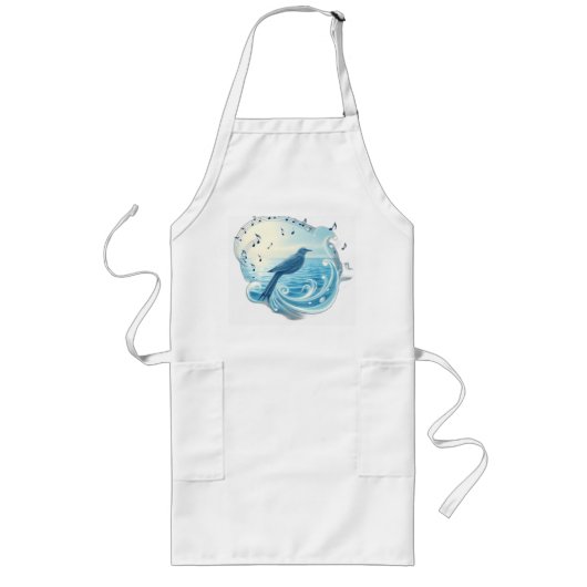 Tablier Long Serene Bird avec des notes musicales (Devant)