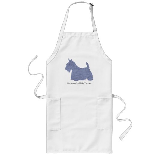 Tablier Long Silhouette de Terrier Écossais en Denim (Devant)