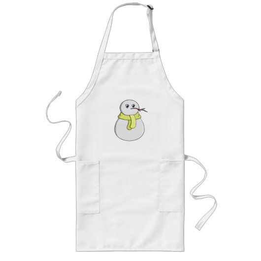 Tablier Long Snowman portant une écharpe jaune (Devant)