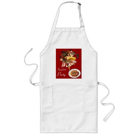 TABLIER LONG SPAGHETTI PARTY DANCE, CUISINE ITALIENNE ET TOMATE (Devant)