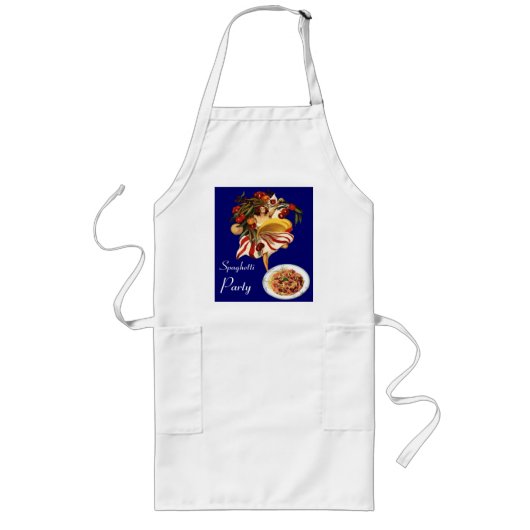 TABLIER LONG SPAGHETTI PARTY DANCE, CUISINE ITALIENNE ET TOMATE (Devant)