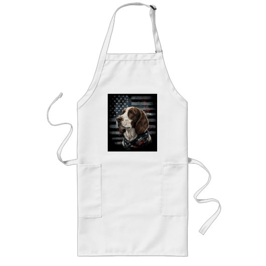 Tablier Long Springer Spaniel Chien Drapeau Américain (Devant)