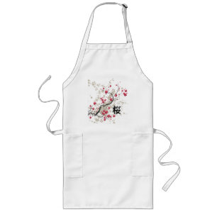 Tablier Long Style oriental Sakura Cherry Blossom Art
