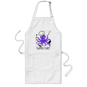 Tablier Long Super Chef Purple Octopus Personalize Long Apron