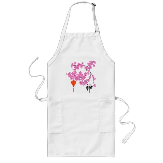 Tablier Long Tablier design en fleurs de cerisier (Devant)