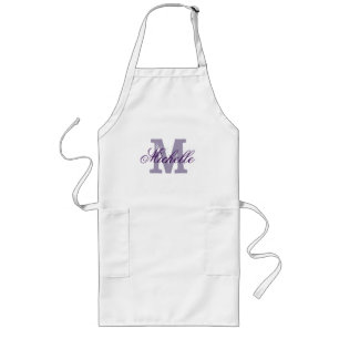 Tablier Long Tablier monogramme de nom personnalisé Violet de