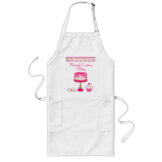 Tablier Long Tablier rose et vert fait sur commande d'affaires (Devant)