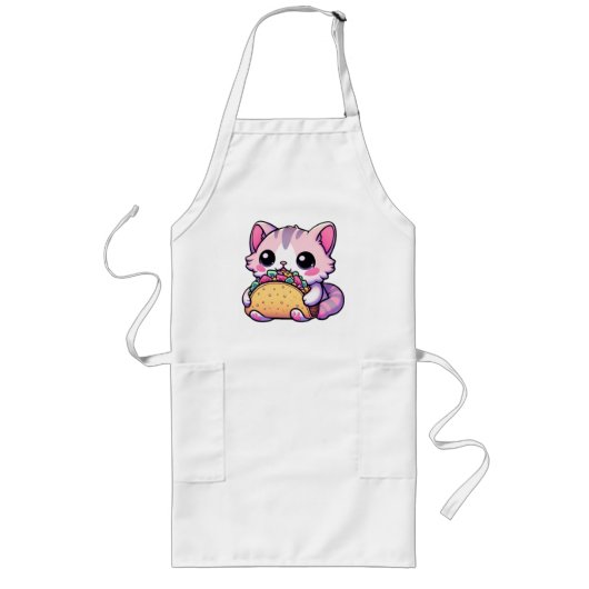Tablier Long Taco Chat Delight - kawaii, tacos, chats, mignonne (Devant)