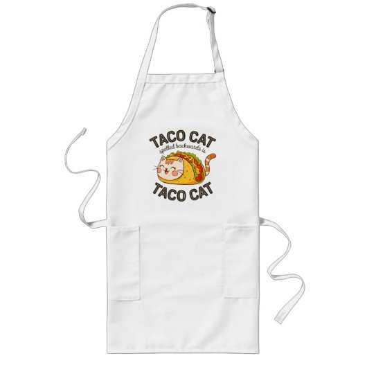Tablier Long Taco Chat Écrit À L'Arrière Est Taco Chat Cute Fel (Devant)