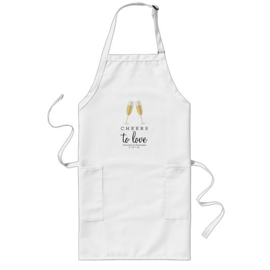 Tablier Long Tchin à l'amour | Élégant mariage au champagne (Devant)
