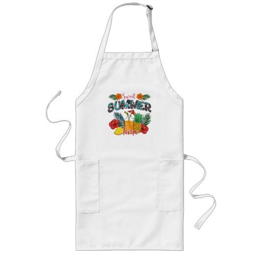 Tablier Long Temps d'été doux | Fruits tropicaux et fleurs (Devant)