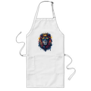 Tablier Long Tête de lion gras avec lunettes de soleil et couro
