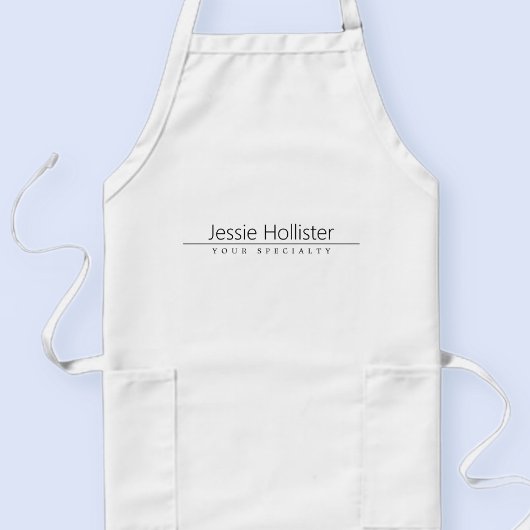 Tablier Long Texte noir classique simple sur blanc