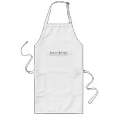 Tablier Long Texte noir classique simple sur blanc (Devant)