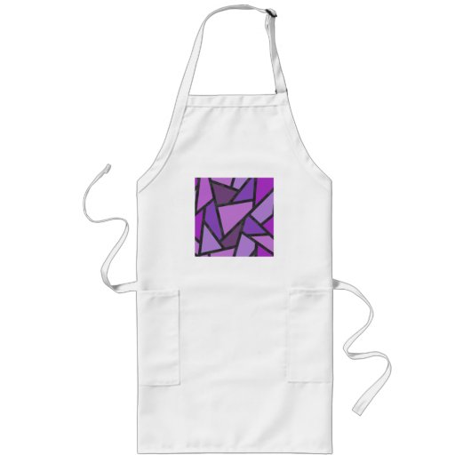 Tablier Long Tons de vitrail violet motif (Devant)