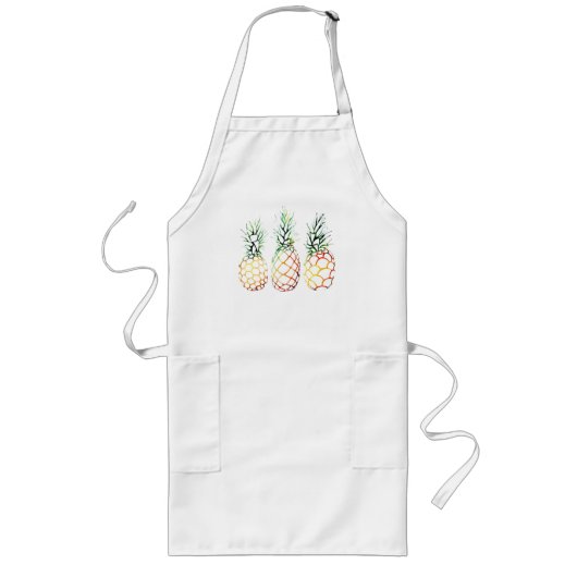 Tablier Long Trio of Geometric Pineapples – Colorful Watercolor (Devant)