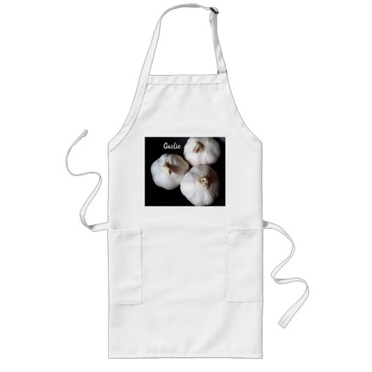 Tablier Long Trois gousses d'ail blanc entier (Devant)