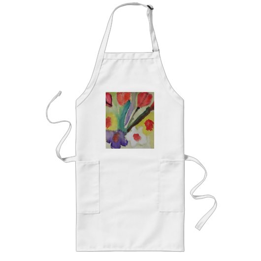 Tablier Long Tulipes Abstraites et fleurs de printemps (Devant)