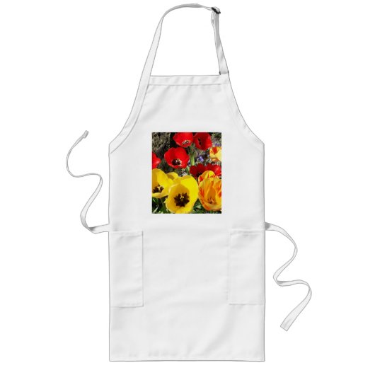 Tablier Long Tulipes jaunes et rouges (Devant)