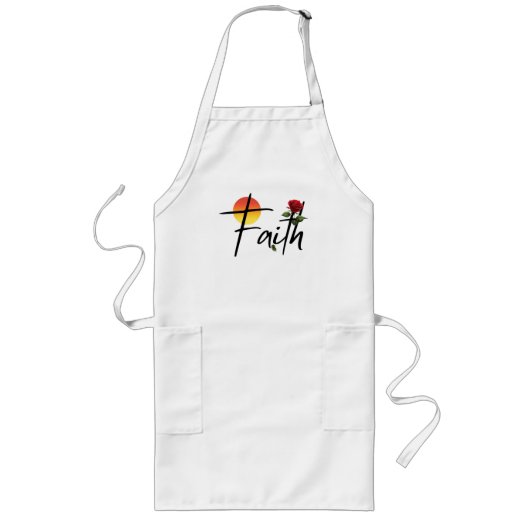 Tablier Long Typographie Faith Black avec rose (Devant)