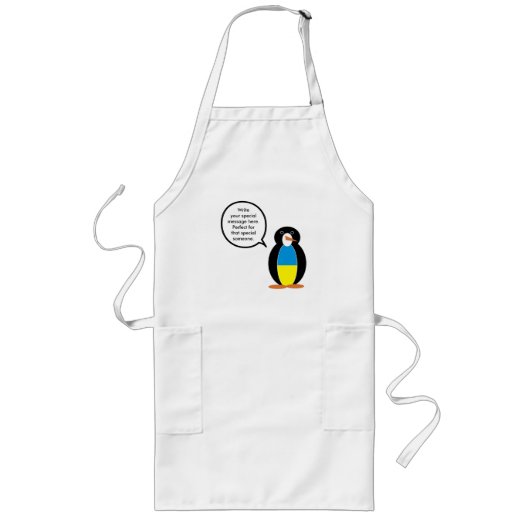 Tablier Long Ukrainian Flag Talking Ms. Penguin (Devant)