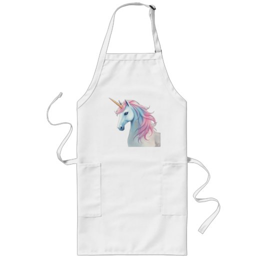 Tablier Long Unicorne d'aquarelle mystique (Devant)