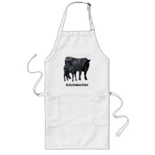 Tablier Long Vache Angus Noire et veau mignon
