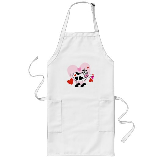 Tablier Long Vache aux coeurs de la Saint-Valentin (Devant)