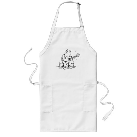 Tablier Long Vache des Highlands jouant de la guitare acoustiqu (Devant)