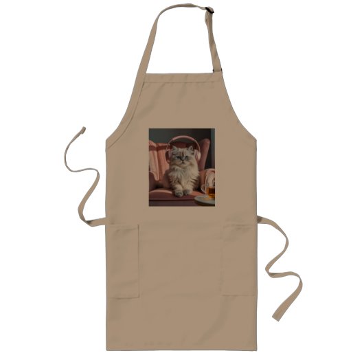 Tablier Long Vibes de chats douillettes - Cute Perse Chat à éco (Devant)
