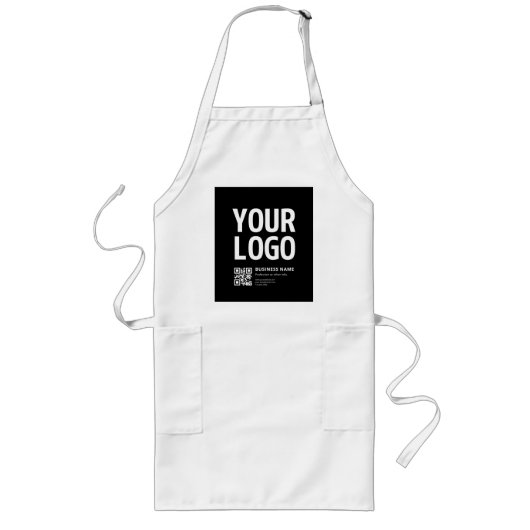 Tablier Long Votre logo avec QR code et texte modifiables (Devant)