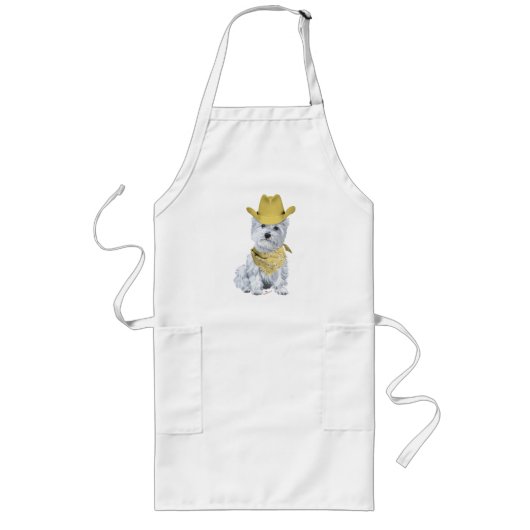 Tablier Long Westie Cowboy en Jaune (Devant)