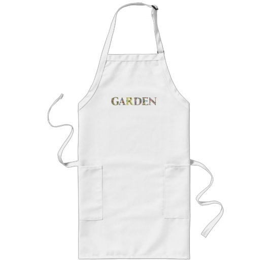 Tablier Long William Morris Floral Garden Moto et cadre (Devant)