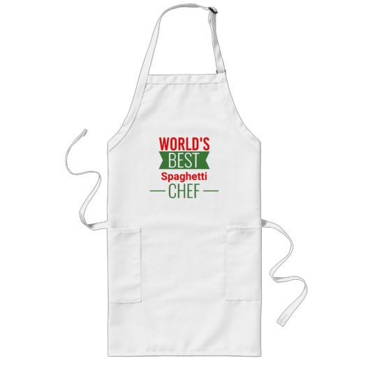 Tablier Long World's Best Spaghetti   Chef   -  red white green (Devant)