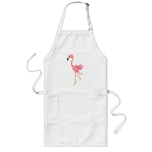 Tablier Long WW- bande dessinée primitive d'art de Flamant rose (Devant)