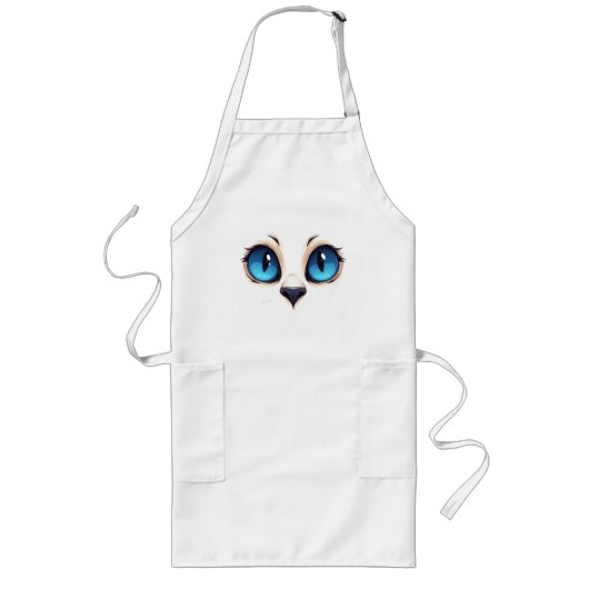 Tablier Long Yeux de chat mignons gros plan visage de chat de d (Devant)