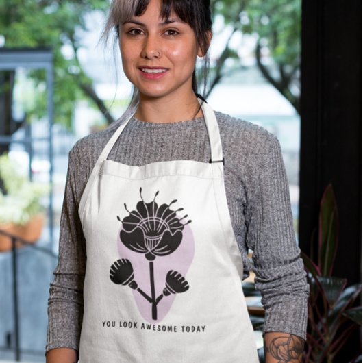 Tablier Long "You Look Awesome Today" - Floral Vibes 