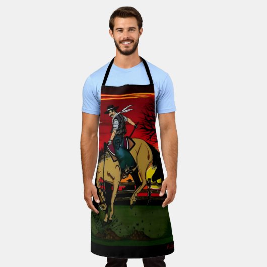 Tablier "Los Gauchos" Dessous de verre de grès/"Les Cowboy (Porté)