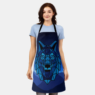 Tablier Loup bleu géométrique