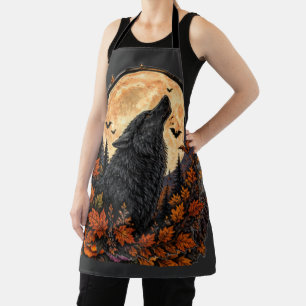 Tablier Loup hurlant au clair de lune gothique Halloween n