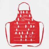 Tablier Love Birds Heart  Rouge & Blanc (Recto)