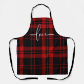Tablier Love Buffalo Check Tartan Motif rouge et noir (Recto)
