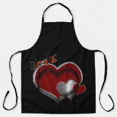 Tablier Love Heart Black Kitchen Cooking Mess Free Large (Recto)